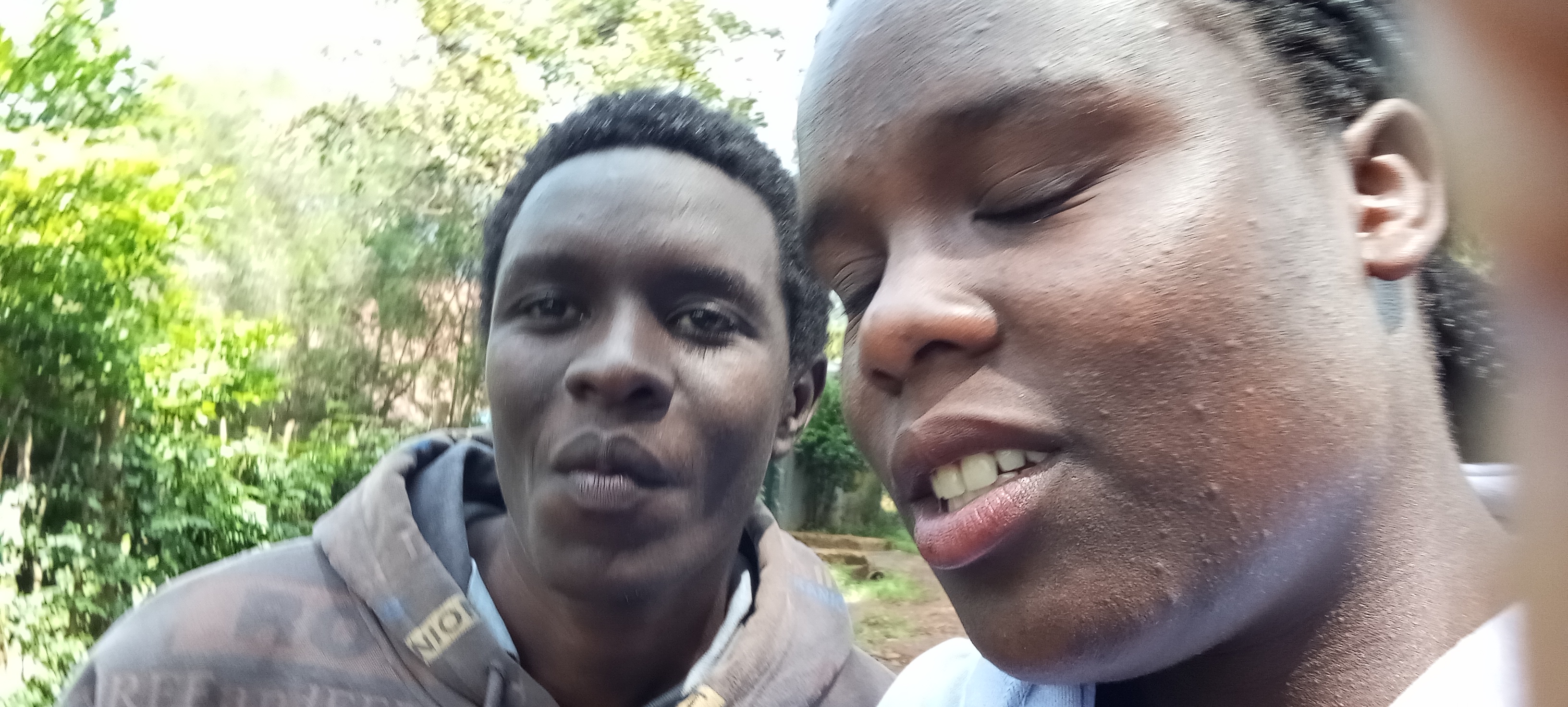 Couple smiling close